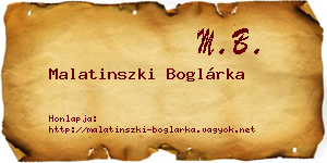 Malatinszki Boglárka névjegykártya